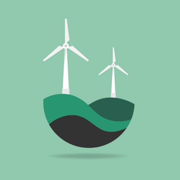 illustrazioni stock, clip art, cartoni animati e icone di tendenza di energia ecologica - pale eoliche