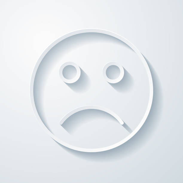 istock Sad face emoji. Icon with paper cut effect on blank background 1430626881