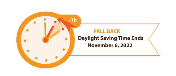 Daylight Saving Time Ends November 6, 2022 Web Banner Reminder.向量藝術插圖