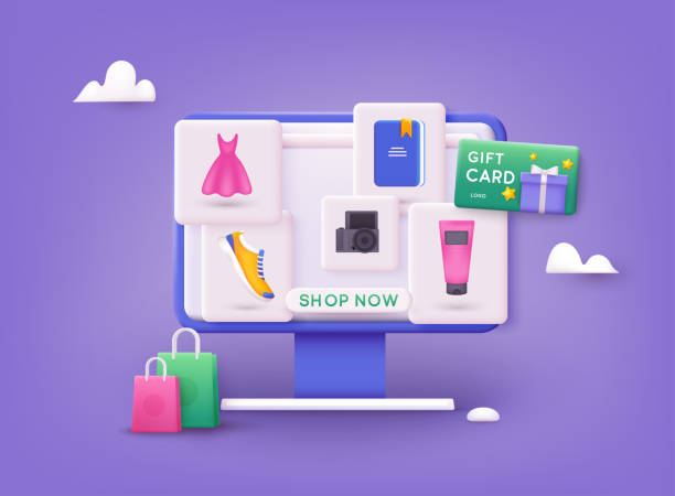 istock Online shopping. Design graphic elements, signs, symbols. Mobile marketing and digital marketing. 3D Web Vector Illustrations. 1430628751