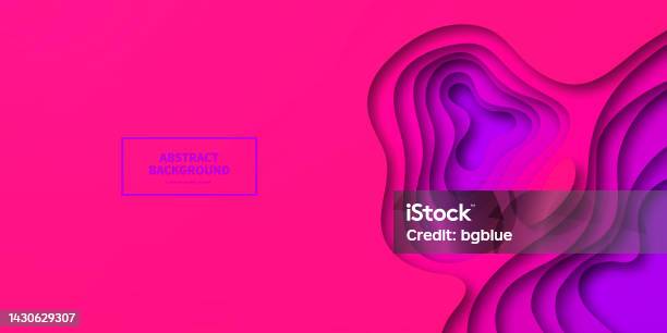 Pink Wave Paper Paper Cut Background Pink Abstract Wave Shapes Trendy 3d Design Stock ...