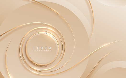 Abstract golden circle ribbons background in vector