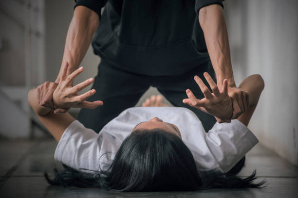 istock The scared woman is being abused 1430631997