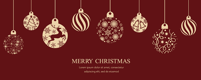 Vector Christmas Balls Flat Background Illustration With Text Space.