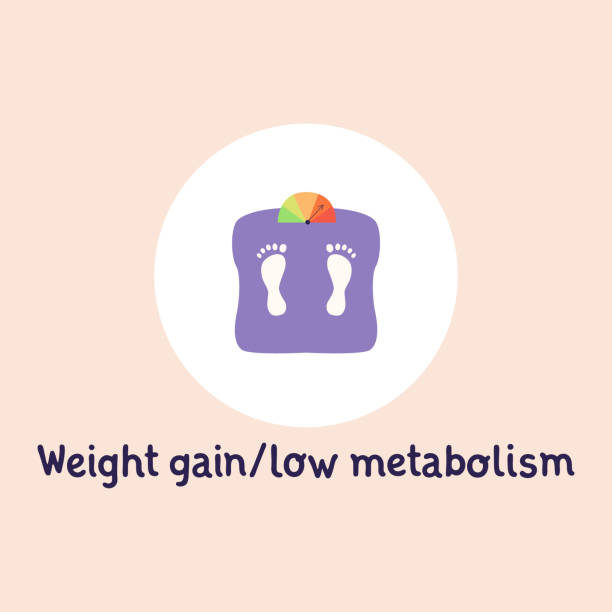 sisik kamar mandi dengan jejak kaki. ilustrasi vektor datar. - metabolisme lambat ilustrasi stok