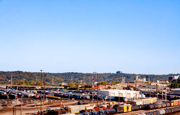 istock Railroad Yard and Sky--Trains Carrying Cargo 1430643147