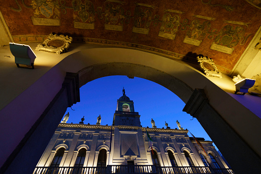 Padua, Italy - July 3, 2022: Padova (Padua), Veneto, Italy: exterior of historic buildings by night