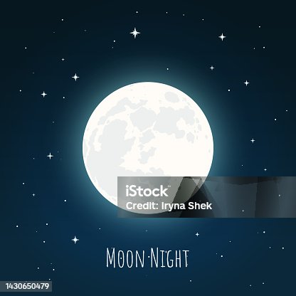 istock Full moon flat vector illustration 1430650479