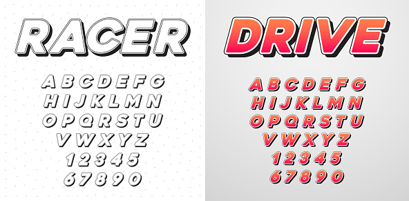 Set of Two Speed Racing Sport Italic Fonts with Letters and Numbers