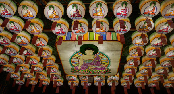 Seoul, South Korea - May, 2021: Lotus lantern festival at night