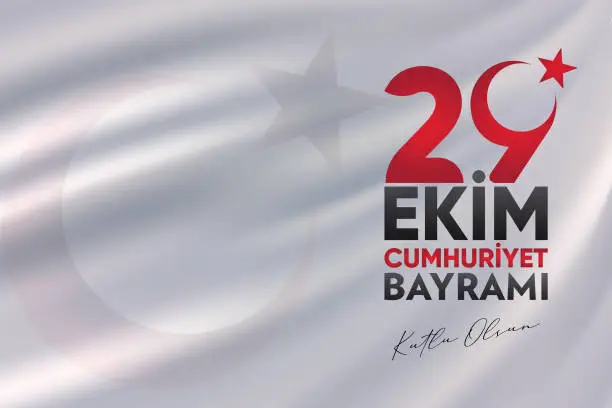 Vector illustration of 29 Ekim Cumhuriyet Bayrami kutlu olsun, Republic Day in Turkey. Translation: Happy 29 October Turkey Republic Day. Vector illustration, poster, celebration card, graphic, post and story design.