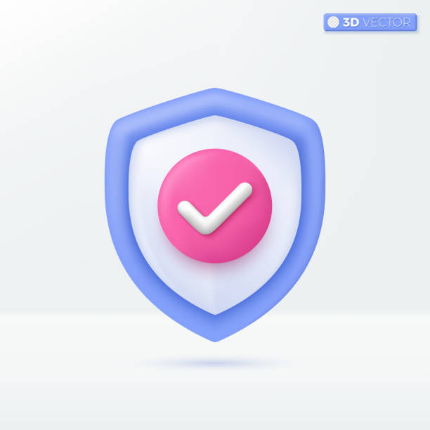 Shield check mark icon symbols. Security, guaranteed, Secure guarding protect concept. 3D vector isolated illustration design. Cartoon pastel Minimal style. You can used for design ux, ui, print ad. Shield check mark icon symbols. Security, guaranteed, Secure guarding protect concept. 3D vector isolated illustration design. Cartoon pastel Minimal style. You can used for design ux, ui, print ad. safety first stock illustrations
