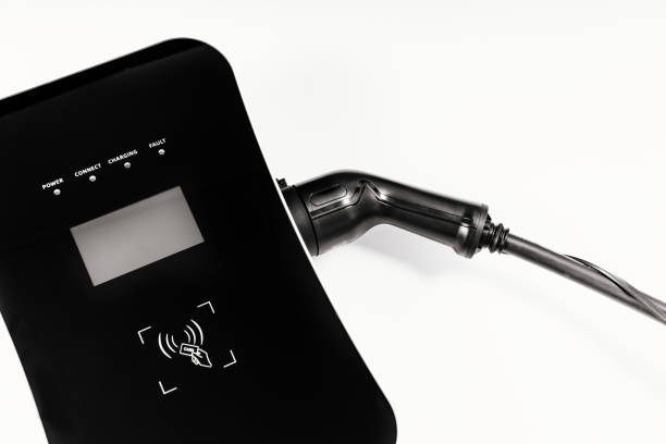 istock a new electric car charger on a white background. 1430664288