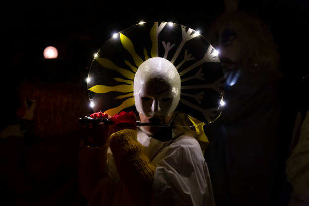 Basel carnival 2022 portrait of a piccolo player stock photo