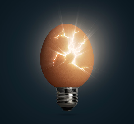 Idea concept with egg light bulb. This file is cleaned and retouched.