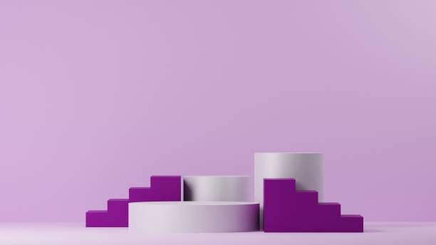 istock luxury minimal violet purple pedestal or podium mockup display, empty platform for product showcase and presentation, clean stage, 3d rendering 1430672866