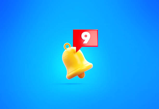 istock Subscription Concept - Yellow Notification Bell And White Number 9 On Blue Background 1430676768
