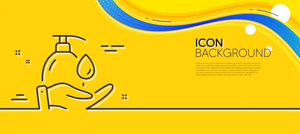 istock Wash hands line icon. Covid hygiene sign. Minimal line yellow banner. Vector 1430677654