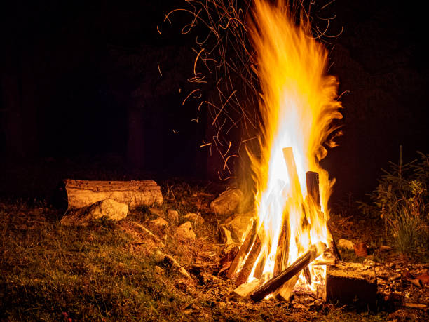 istock logs burning in camp fire in darkness 1430677950