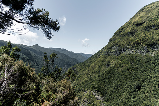 View over the mountains near Rabaçal, Paul da Serra, in the Madeira Islands.