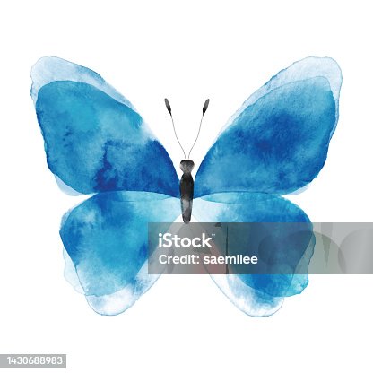 istock Watercolor Blue Butterfly 1430688983