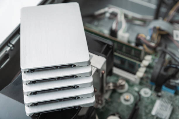istock Closed-up view of SSD hard disk drives 1430689193