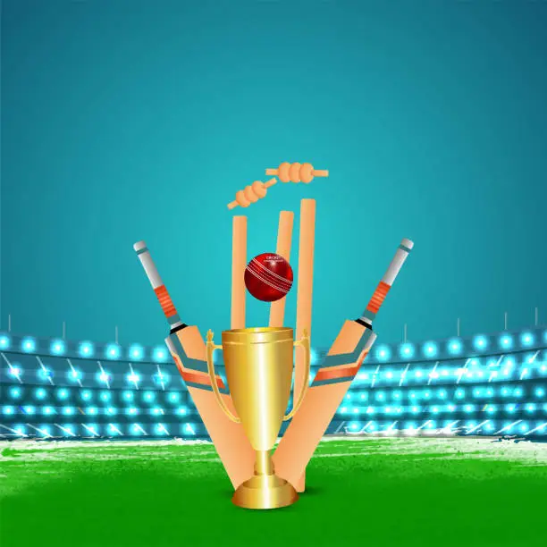 Vector illustration of Cricket championship tournament  stadium background