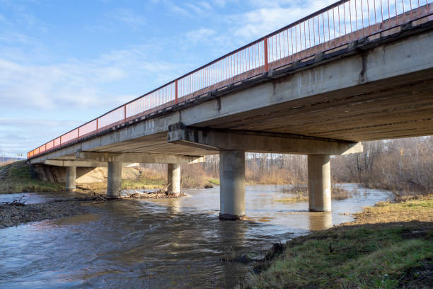 istock Concrete bridge across a small river. Close-up. 1430694136
