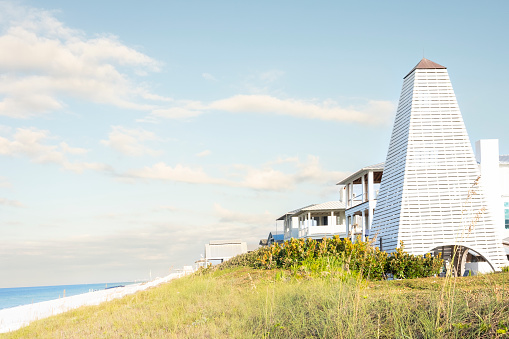 A view of Seaside, Florida during an early morning sunrise.