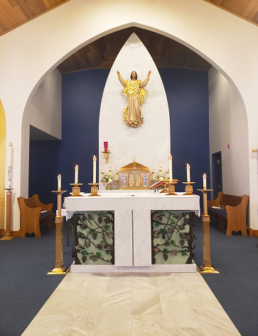 Symmetrical Photo of a Catholic Church Altar, Jesus Christ religion