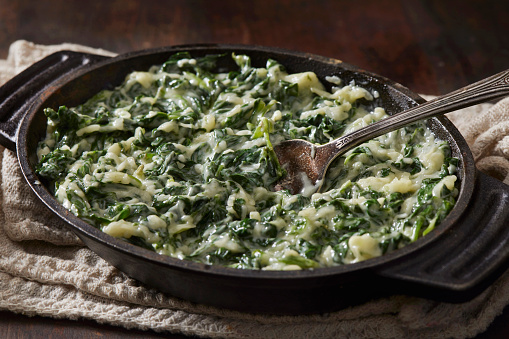 Fresh Organic Creamed Spinach with Garlic and Parmesan Cheese