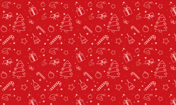 Vector illustration of Red Christmas doodle background suitable for packaging design, wallpaper or as wrapping paper.