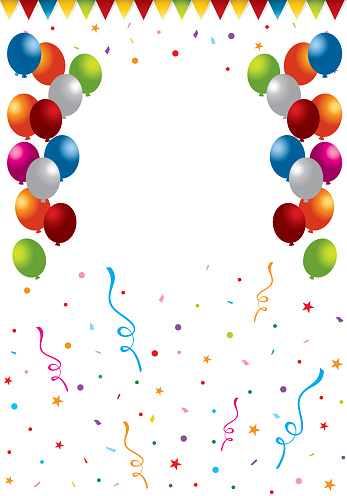 A vector illustration to show colorful Balloon in a confetti backgrounds