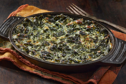 Fresh Organic Steakhouse Creamed Spinach with Garlic and Parmesan Cheese