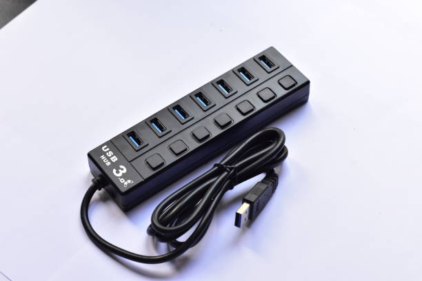 hub six port usb 3.0 with white background