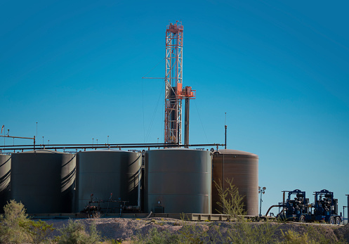 Drilling Rig Platform and tanks in New Mexico - USA