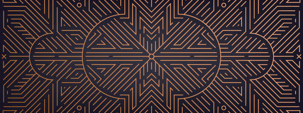 Vector abstract geometric golden background, gatsby style pattern. Art deco wedding, party, geometric ornament, linear style. Horizontal luxury decoration element, banner, gold and black. Vector abstract geometric golden background, gatsby style pattern. Art deco wedding, party, geometric ornament, linear style. Horizontal luxury decoration element, banner, gold and black gatsby stock illustrations