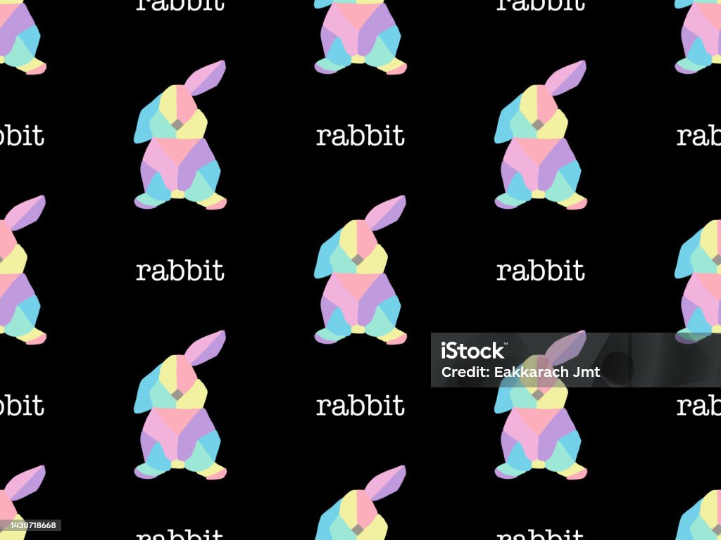 Black Rabbit Patterns Rabbit Seamless Pattern On Black Background Stock Illustration ...