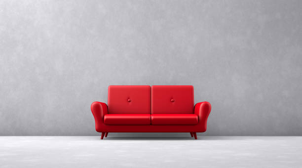 istock Close up red sofa on concrete wall and floor background 1430721545