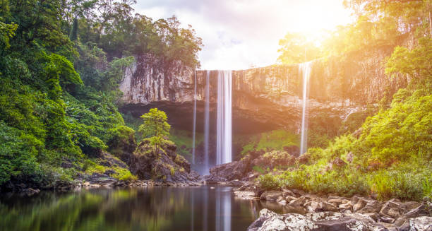 K50 waterfall is inside Kon Chu Rang forest in the misty morning