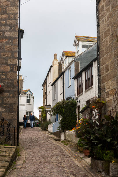 istock Bunkers Hill, a old cobbled lane in Downalong, St. Ives, Cornwall, UK 1430723859