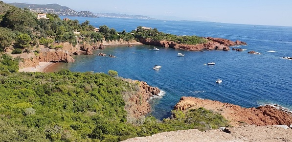 Beautiful view of the Midland sea on the Cote A'zur near Fréjus in southern France.