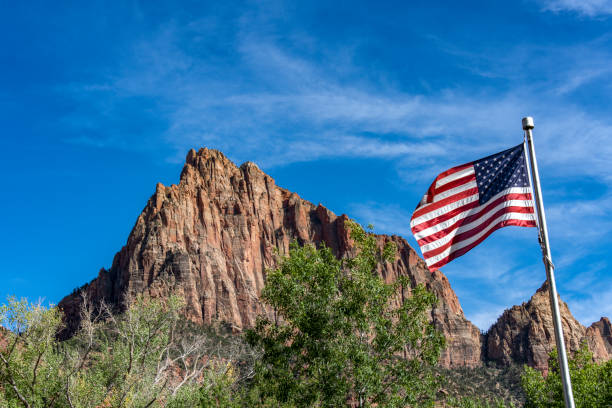istock Zion NP - Watchman and flag 1430728125
