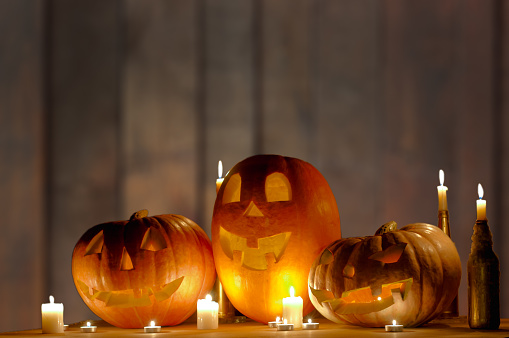 pumpkins with curved toothless smiles are the most popular decoration on Halloween celebration