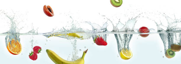 istock Various fruits splashing in water. 1430734991