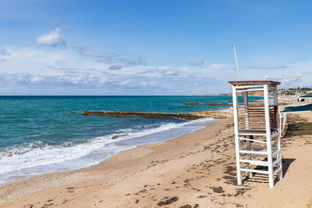 istock A rescue tower at the empty beach. Black sea coast 1430736432