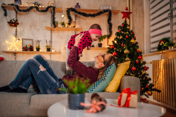istock Christmas at home with baby 1430737809