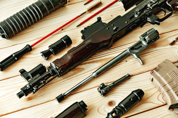 istock Gunsmith's working table for gun cleaning and maintaining 1430737880