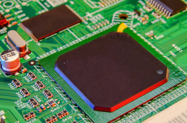 istock Electronic board wallpaper, Motherboard digital chip. Tech science background. 1430739619