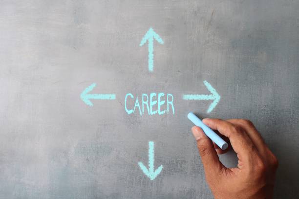 istock Hand drawing arrows and text CAREER. 1430742449